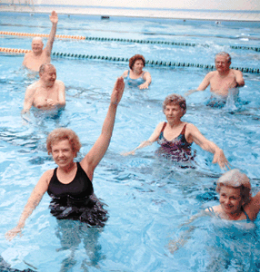 Water aerobics class