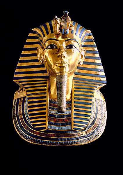 Gold mask on Tutankhamun's mummy 