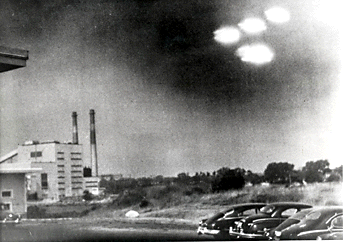 Photograph showing UFOs