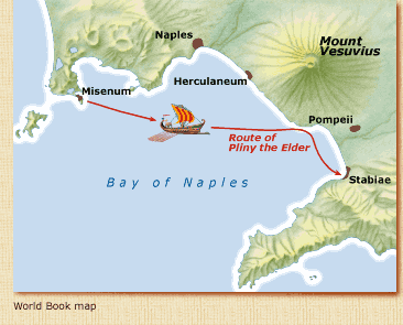 Map of route of Pliny the Elder
