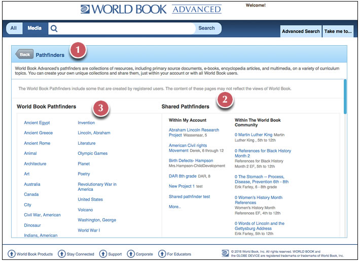 World Book Advanced page