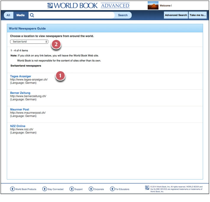 World Book Advanced page