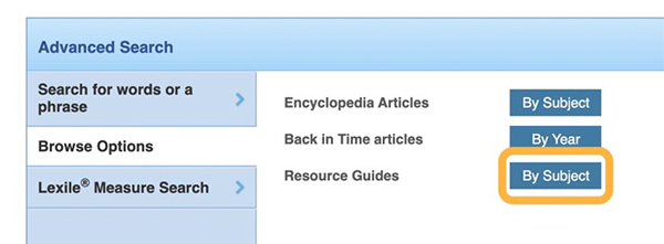 browse resource guides button