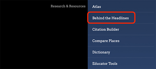 behind the headlines in the main menu