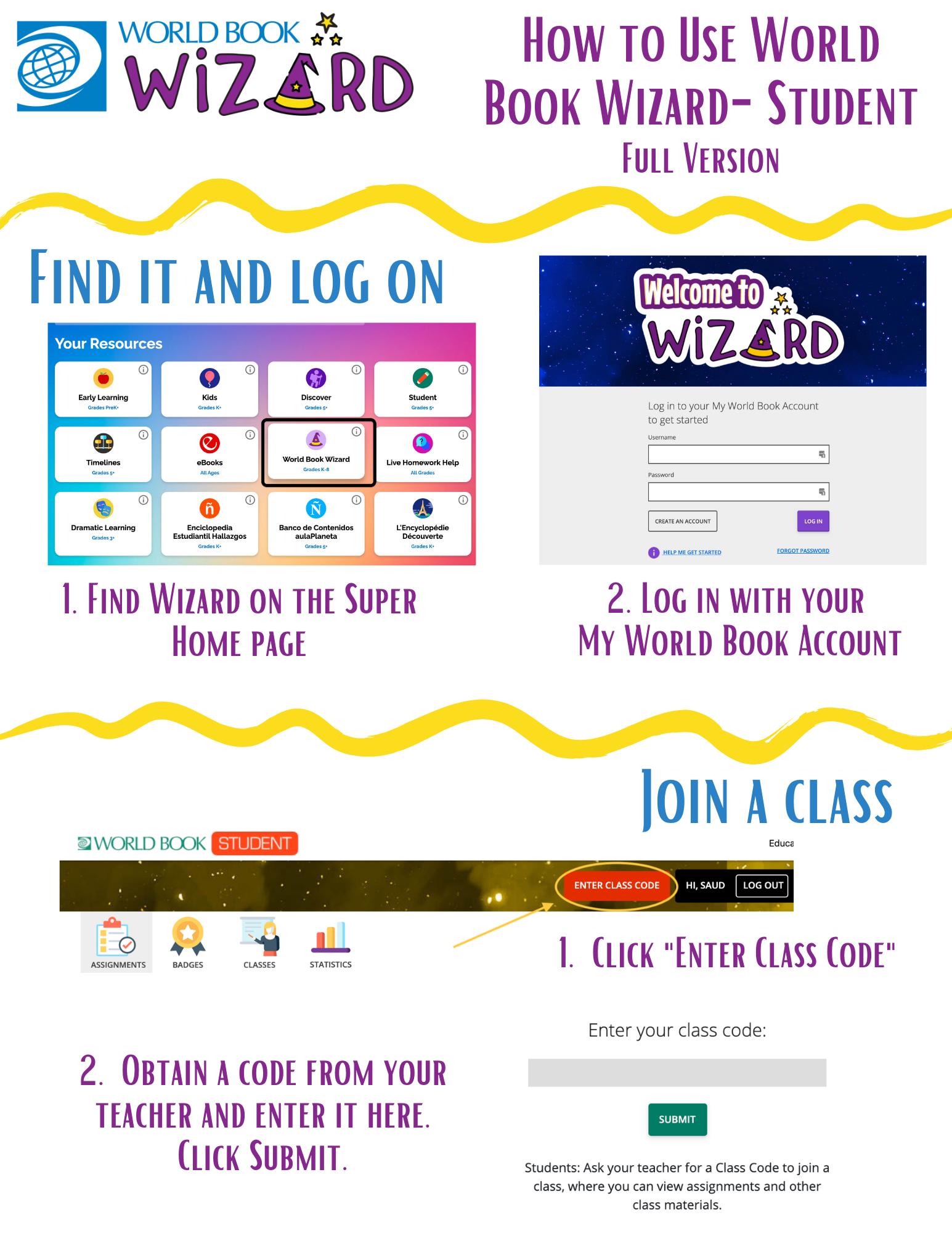 Use Wizard Student Account