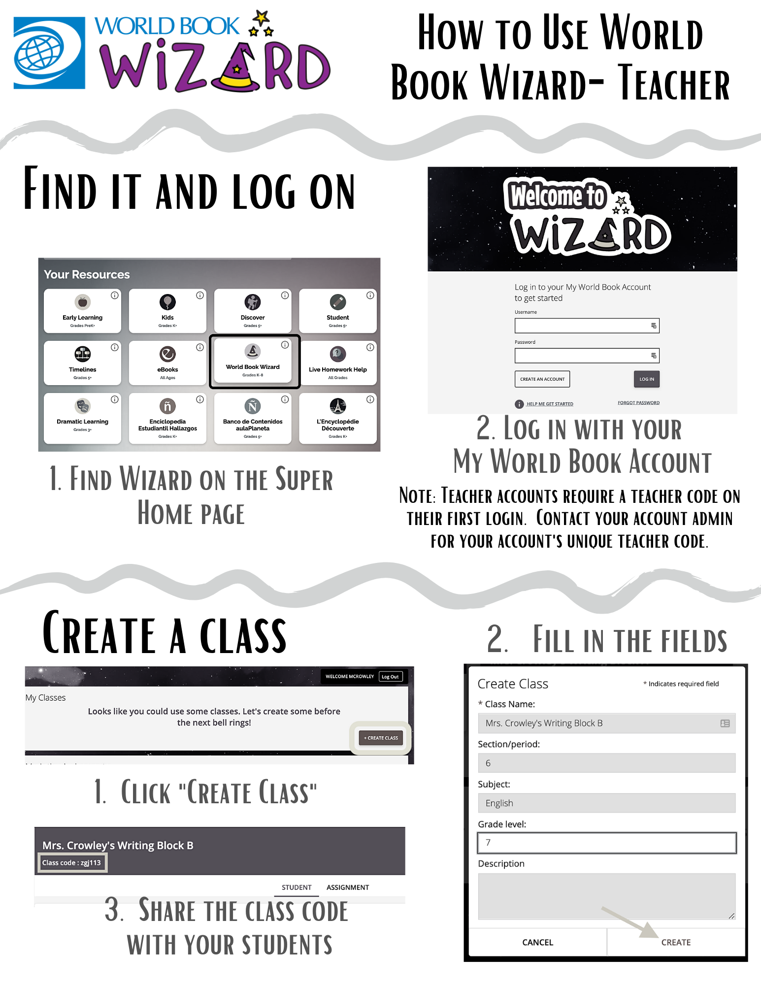 Use Wizard Teacher Account B&W