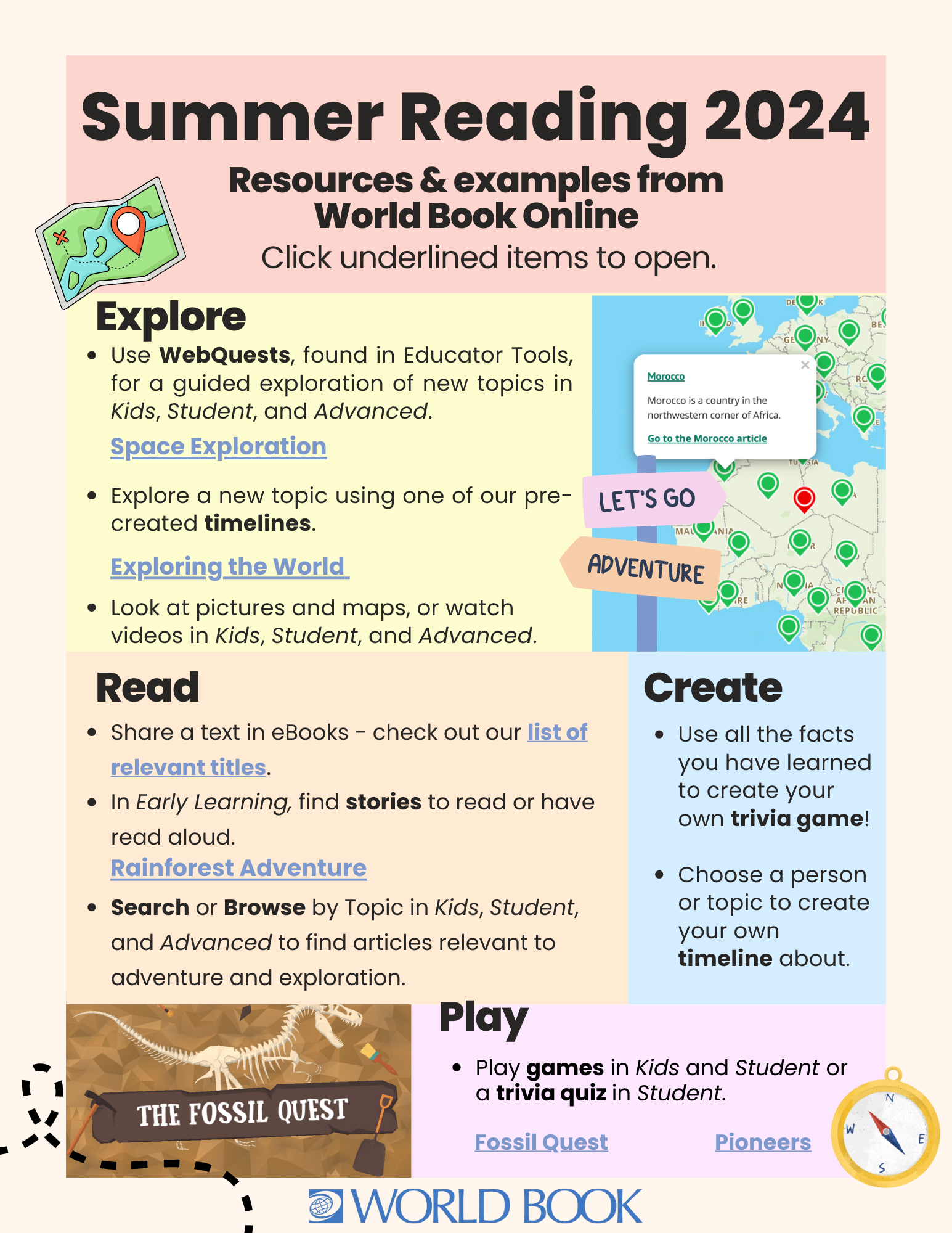 Document with WBO ideas for summer reading