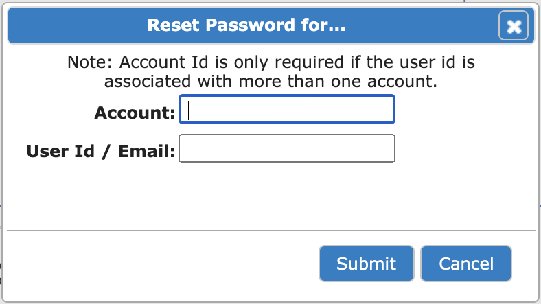 reset password