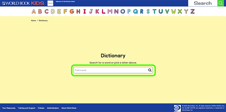 search the dictionary