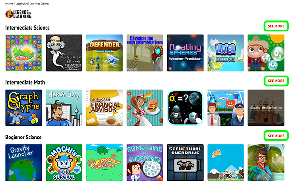 Games homepage