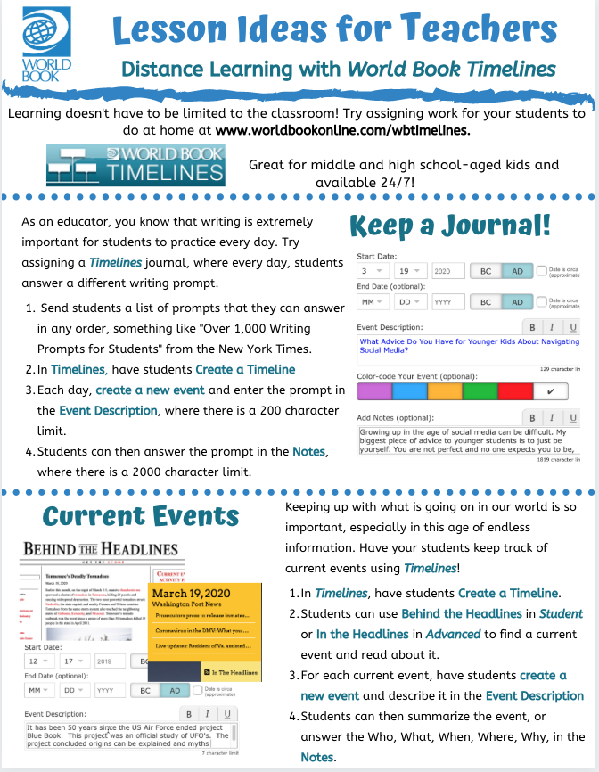 Timelines Lesson Ideas for classroom