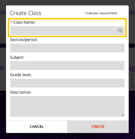 create class form