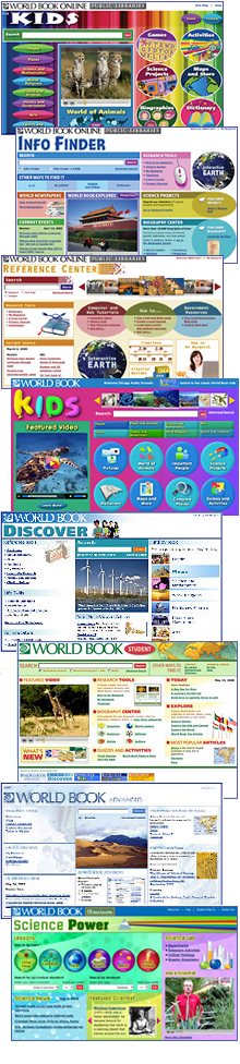 screenshots of World Book Web